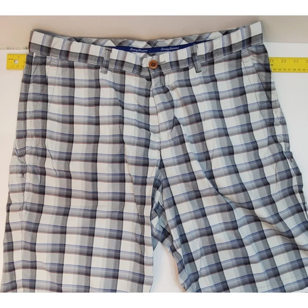 Tommy Bahama‎ Shorts Mens 35 Plaid 9" Inseam Casual Chino Pleated Relaxed Golf - Picture 5 of 9